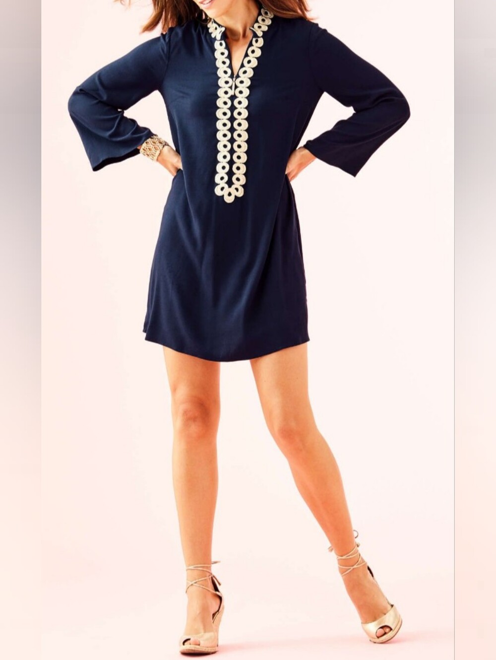 Lilly Pulitzer Navy Garment with Hot Pink Label and Gold Stitching